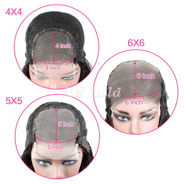 Kinky Straight 4x4 5x5 6x6 7x7 Transparent Closure Wig - Image 5